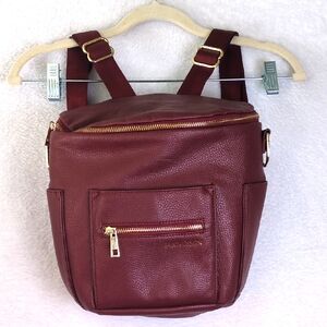 Fawn Design Women's Burgundy Faux‎ Leather Backpack Diaper Bag